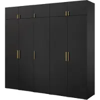 Mzm24 Drehtürenschrank mit Aufsatz Napoli 5D 250 Schwarz (schwarzer oder goldener Griff)