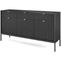 Feldmann-Wohnen Kommode Nova Sideboard 154x39x83cm schwarz 3-türig MDF-Fronten