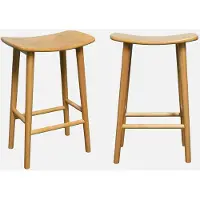 Sweeek - 2er-Set Vintage Barhocker aus Heveaholz 68 cm - Natur