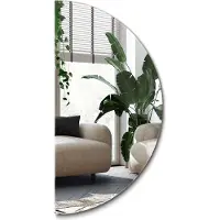 Wallfluent Halbkreisförmiger Hängespiegel Modern - 25 x 50 cm - Für Badezimmer, Wohnzimmer, Schlafzimmer, Elegant, Designer.