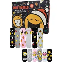 United labels Smileyworld Adventskalender mit 12 Paar Socken Größe 35-41 für Damen Weihnachtskalender mit Sneakers und langen Socken