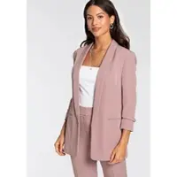 Laura scott Longblazer , Damen, Gr. 48, rosa, Web, Obermaterial: 90% Polyester, 10% Elasthan. Futter: 100% Polyester, figurbetont hüftbedeckend, Blazer Longblazer, mit gerafften Ärmeln, Topseller
