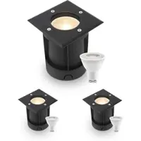Longlife LED LED Bodeneinbaustrahler Schwarz eckig 230V IP67 - Leuchtmittel: GU10 4W 2700K - ...