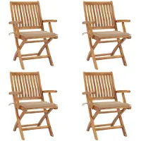 Syfax Klappstühle mit Kissen, 4-teilig, Massivholz Teakholz