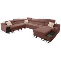 Mirjan 24 Wohnlandschaft Alicante VIII mit drei Bettkästen und Schlaffunktion, Lampe mit USB-Anschluss, U-Form Polsterecke (Farbe: Uttario Velvet 2955 + Uttario Velvet 2978, Seite: Rechts)
