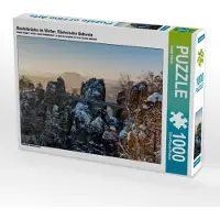 CALVENDO Basteibrücke im Winter, Sächsische Schweiz 1000 Teile Puzzle quer 640x480mm, Kirsch Gunter; 7441198