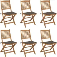 Syfax Klappbare Gartenstühle 6 Stk. mit Kissen Massivholz Akazie