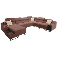 Mirjan 24 Wohnlandschaft Alicante VIII mit drei Bettkästen und Schlaffunktion, Lampe mit USB-Anschluss, U-Form Polsterecke (Farbe: Uttario Velvet 2955 + Uttario Velvet 2978, Seite: Links)