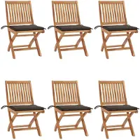 Syfax Klappstühle mit Kissen, 6-teilig, Massivholz Teakholz