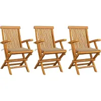 Syfax Gartenstühle mit Beige Kissen 3 Stk. Massivholz Teak