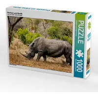 CALVENDO Nashorn und Giraffe 1000 Teile Puzzle quer 640x480mm, und Holger Karius Kirsten; 7394719