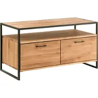 Lomadox TV Lowboard Eiche massiv geölt FORST-64, mit umlaufendem Metallrahmen, B/H/T: ca. 115/60/52 cm