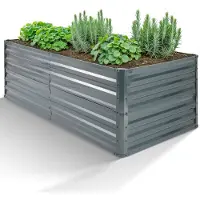 Arebos Hochbeet 240x90x45 cm | Verzinkter Stahl | Rechteck | Rostfrei langlebig