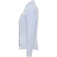 Mustang Langarmbluse "Damen Style Allegheny", Damen, Gr. 44, blau 12775, Popeline, 97% Baumwolle, 3% Elasthan, gestreift, slim fit, Blusen Langarmbluse