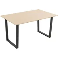 DUO sp. z o.o. Esszimmertisch NALA aus Eiche Natur und Metall, schwarz, 25 mm Tischplatte