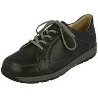 Finn Comfort Saragossa Herren Schnürhalbschuhe schwarz Leder - Größe: UK 6,5
