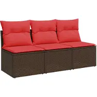 vidaXL | Garten-Sofa | mit Kissen Braun 165 x 62 x 69 cm Poly Rattan