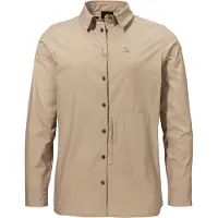 Schöffel Outdoorbluse SCHÖFFEL "Blouse Style Maghera WMN", Damen, Gr. 38, beige (4705, beige), Oberstoff: 100% Polyester. Futter Passe: 100% Polyester, bequem, V-Ausschnitt, Blusen Outdoorbluse