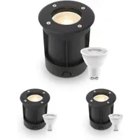 Longlife LED LED Bodeneinbaustrahler Schwarz rund 230V IP67 - Leuchtmittel: GU10 4W 2700K - A...