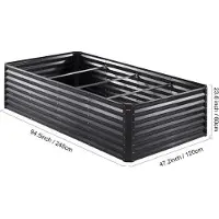 Merkloos Kibus Hochbeet für den Gemüsegarten – Hochbeet – Gemüsebeet – Schwarzes Metall – Arbeiten in der Höhe – Gartenarbeit – Rückenschmerzen – 240 x 120 x 60 cm