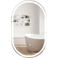 Northix Ovaler LED-Badezimmerspiegel, 90 x 55 cm, beschlagfrei, dimmbar
