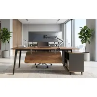 Jet-Line Büromöbel Chef Schreibtisch San Paulo links 2,0 m Büroausstattung inkl. Sideboard