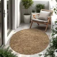Paco Home In- & Outdoor Teppich Flachgewebe einfarbig modern wetterfest für Terrasse Küche 120 cm rund