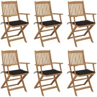 Syfax Klappbare Gartenstühle 6 Stk. mit Kissen Massivholz Akazie