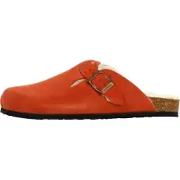 Plakton Pantoletten aus Leder Blogg mit verstellbarem Riemen und Schnalle, runde Schuhspitze, flacher Absatz