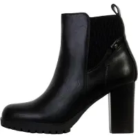 The Divine Factory Joasis Leder Pantoletten mit Riemchen und Schnalle, flacher Absatz, runde Schuhspitze