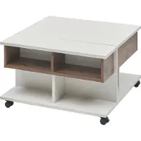 Bega Couchtisch HELEN, höhenverstellbar 44-67 cm, mit Rollen, Ablage, 6 Fächern & Soft-Close, weiß