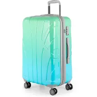 Suitline - Hartschalen-Koffer mittelgroß mit Dehnfuge Check-In Gepäck Trolley erweiterbar Rollkoffer Reisekoffer, größe M, 4 Rollen, TSA, 66 cm, 100% ABS,Northern Lights