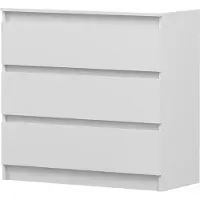 Imoebel 24 Kommode SOLO 3S, Schlafzimmer, Sideboard Anrichte 90 cm Weiß/Weiß, drei Schubladen, grifflos