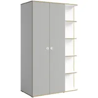 Feldmann-Wohnen Kleiderschrank Pinio Kinderzimmerschrank 120x60x196,5cm 3-türig weiß / lichtgrau / Trüffeleiche