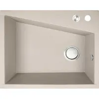 Laveo BADLAND Spülbecken Granitspüle Einzelbecken Grenada 48x60 cm Beige | Siphon im SET!