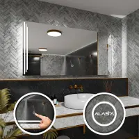 Alasta Rechteckiger LED-Spiegel 140x90 cm für Wohnzimmer, Badezimmer und Schlafzimmer