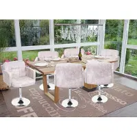 Mendler 6er-Set Esszimmerstuhl Orlando, Drehstuhl Stuhl, WildKunstleder Chrom MVG- vintage hellgrau
