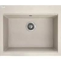 Laveo BADLAND Granitspüle Einzelbecken TAU 50x60 Beige | Siphon im SET!