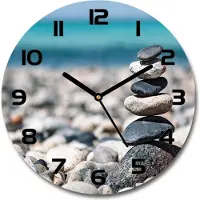 Tulup Wanduhr aus Glas 30fi Glasbild Glasuhr Gehärtetes Glas - schwarze-zeiger - A pile of stones