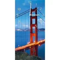 Wallario Design Wanduhr bedruckt, Größe 30 x 60 cm, Motiv: Golden Gate Bridge in San Francisco USA