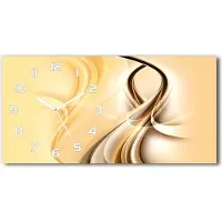 Tulup Wanduhr aus Glas – 60x30 cm - Glasbild - Glasuhr - Gehärtetes Glas - weisse-zeiger - Wellen Abstraktion