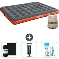 Bestway Luftmatratze – 2 Personen – 152 x 203 x 22 cm – Grau/Orange – im Lieferumfang enthalten Zubehör