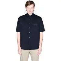 Armani Exchange für Herren. XM002317AF24533UB101 Marineblaues Boxy-Hemd (S), Lässig, Baumwolle, Kurzarm