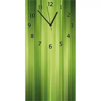 Wallario Design Wanduhr bedruckt, Größe 30 x 60 cm, Motiv: Grün und schwarz gestreift - Abstraktes Streifenmuster