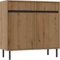 Masseno Kommode OSTIA 100 cm Sideboard mit 2 Schubladen und 2 Türen für Wohnzimmer Schlafzimmer Modern 100x40x100 cm Goldfarben / Goldfarben