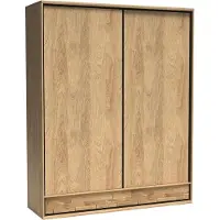 Mirjan 24 Schiebetürenschrank Mediolan 19, Kleiderschrank, Stilvoll Schlafzimmerschrank (Hikora Natur + Holzdekor)