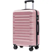 YONSLY Koffer Trolley Reisekoffer Suitcase, Rollkoffer Handgepäck ,mit 4 Rollen360°, Hartschalenreisekoffer, Zahlenschloss, Weicher Gummigriff (L,Roségold)