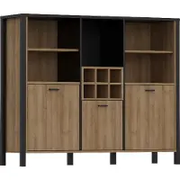 Forte Highboard Regal HIGH ROCK 3-trg mit Regal Riviera Eiche Optik /Schwarz