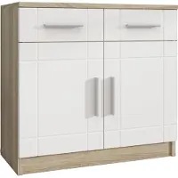 Masseno Kommode PERUGIA 69 cm Sideboard mit 2 Schubladen und 2 Türen für Wohnzimmer Schlafzimmer Modern 69x37x70 cm Sonoma Eiche / Weiß