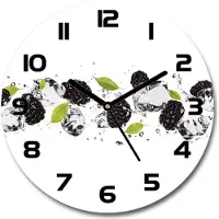 Tulup Wanduhr aus Glas 30fi Glasbild Glasuhr Gehärtetes Glas - schwarze-zeiger - Sweet cherries and water